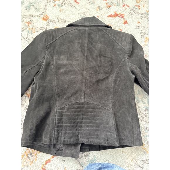 Bcbg Generation Women Genuine Suede Leather Moto Jacket Zip In Dark Brown - Picture 7 of 16